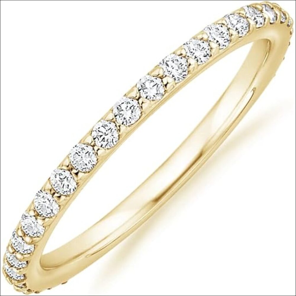 Gold Plated Eternity Ring, Stackable Cubic Zircon… - image 1